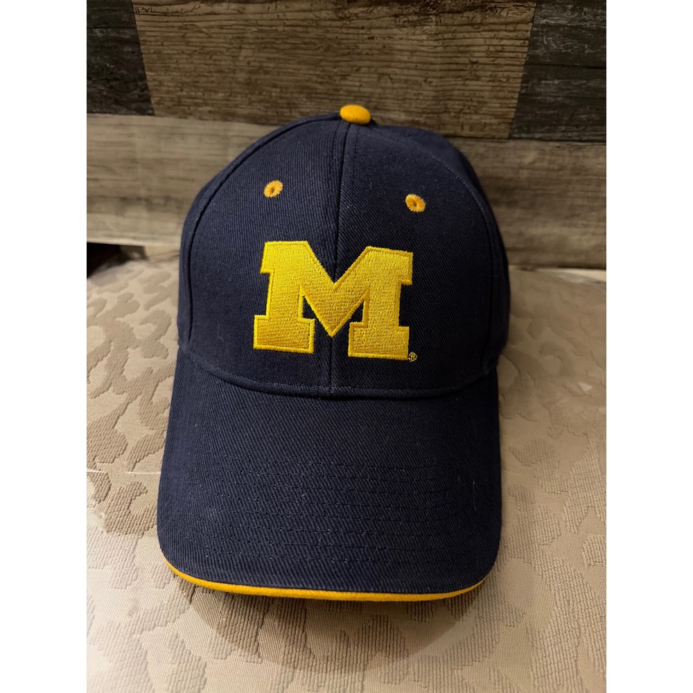 Michigan Wolverines Hat Signatures Navy Blue Maize Block M Adjustable Cap